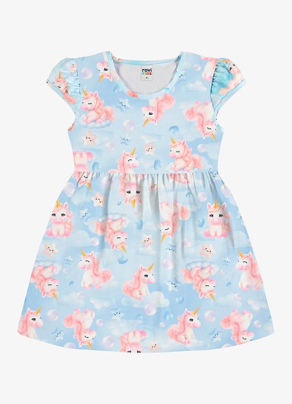 Vestido Infantil Feminino com Estampa Azul