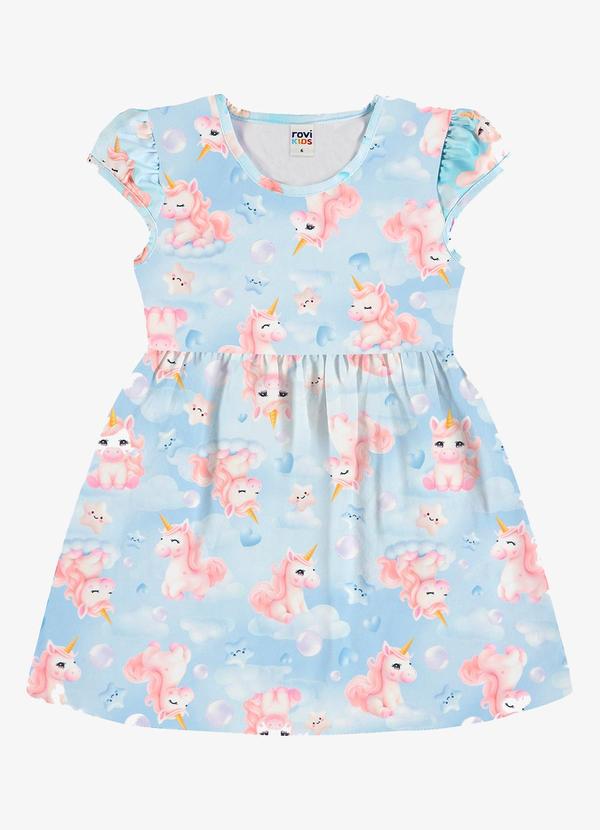 Vestido Infantil Feminino com Estampa Azul