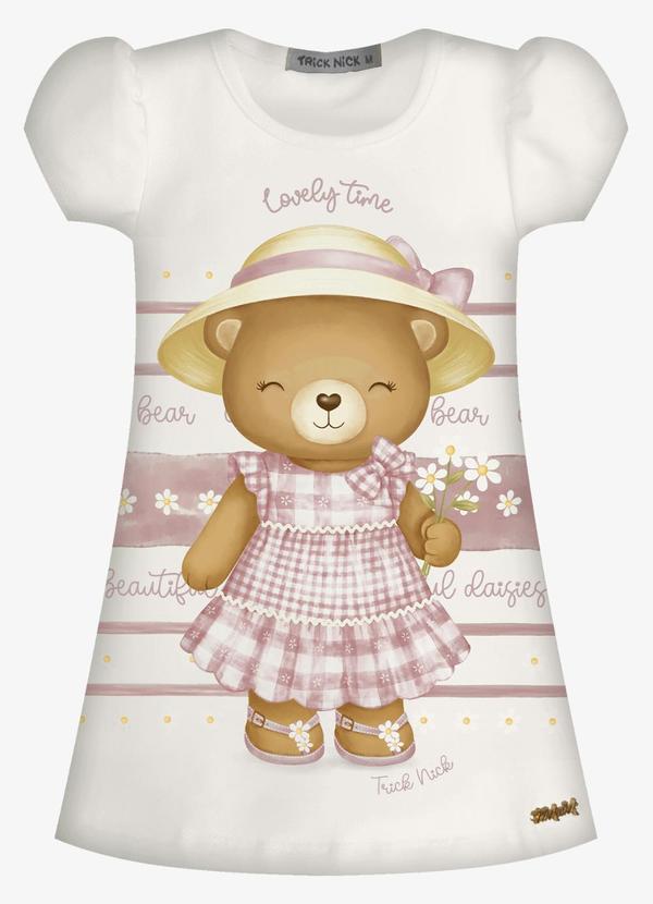 Vestido Infantil Feminino com Estampa Bege