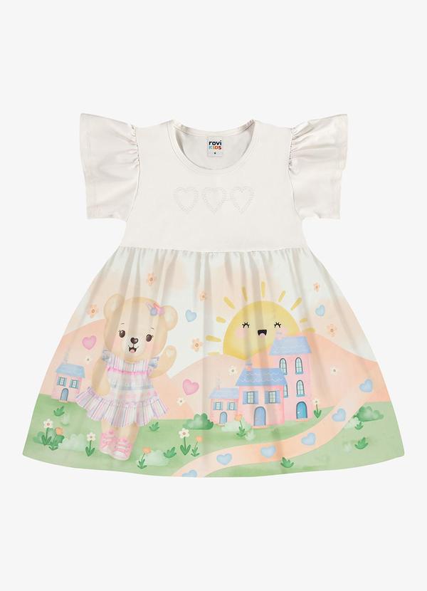 Vestido Infantil Feminino com Estampa Bege