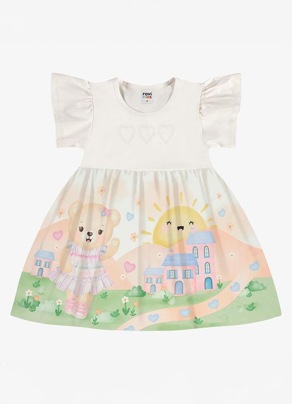 Vestido Infantil Feminino com Estampa Bege