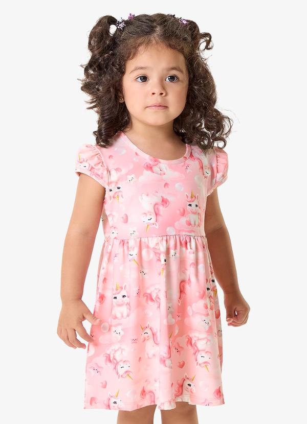 Vestido Infantil Feminino com Estampa Rosa