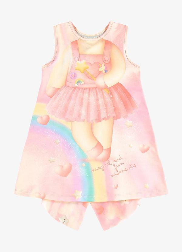 Vestido Infantil Feminino com Estampa Rosa