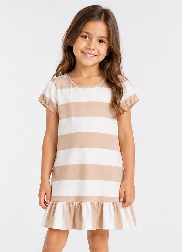 Vestido Infantil Feminino em Cotton Leve Bege