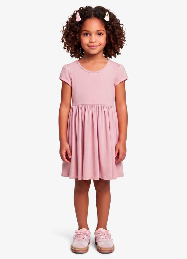 Vestido Infantil Feminino em Cotton Leve Rosa