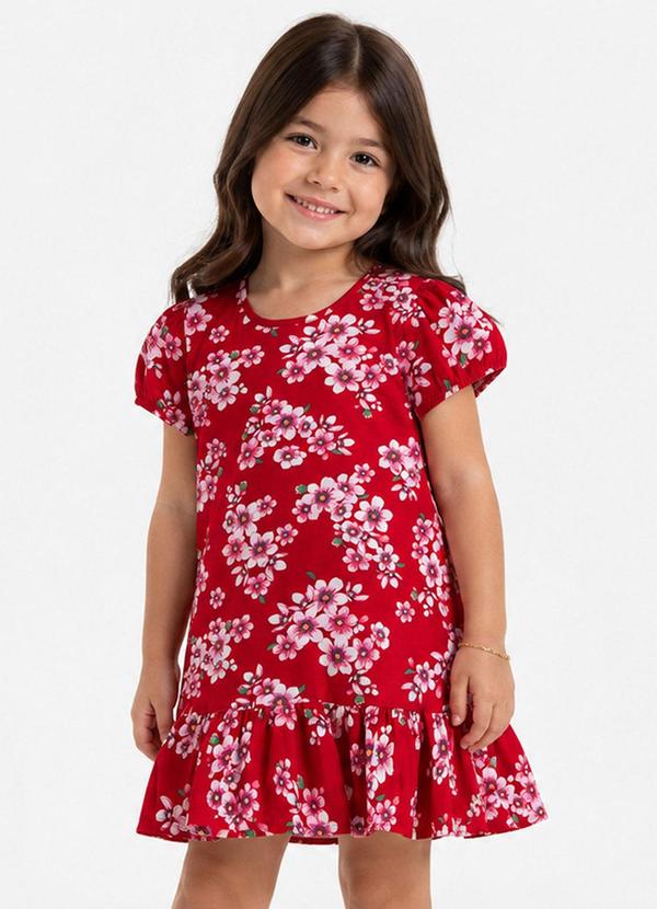 Vestido Infantil Feminino em Cotton Vermelho