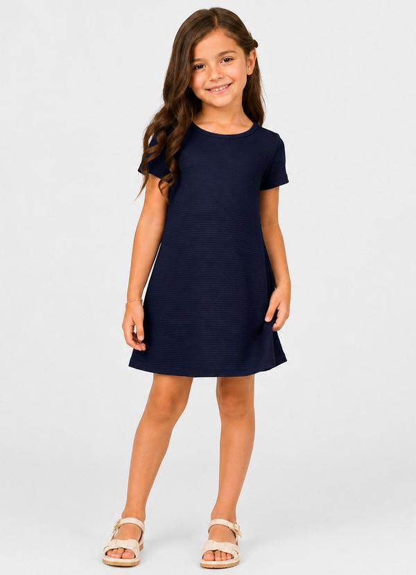 Vestido Infantil Feminino em Malha Puvil Azul