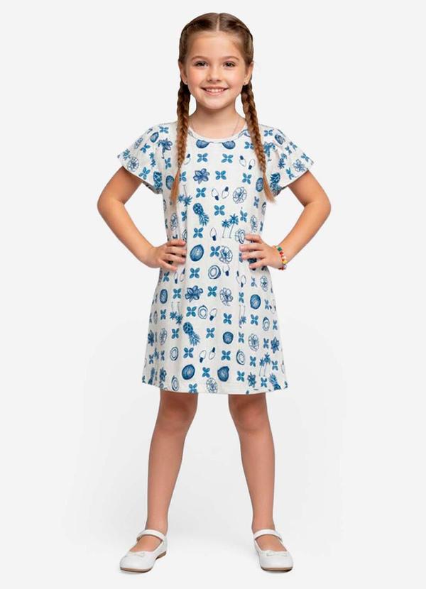 Vista 2 Vestido Infantil Feminino Estampado Azul Select Select