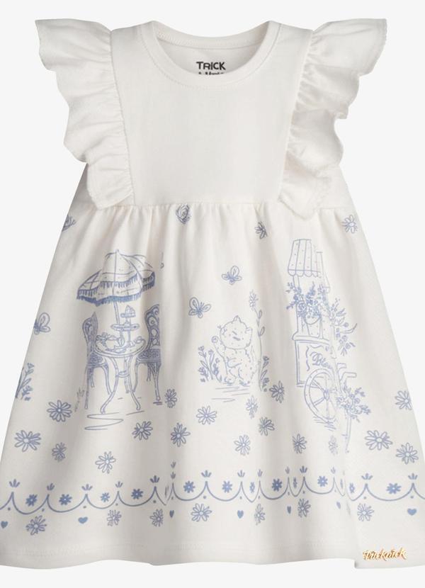 Vestido Infantil Feminino Estampado Bege