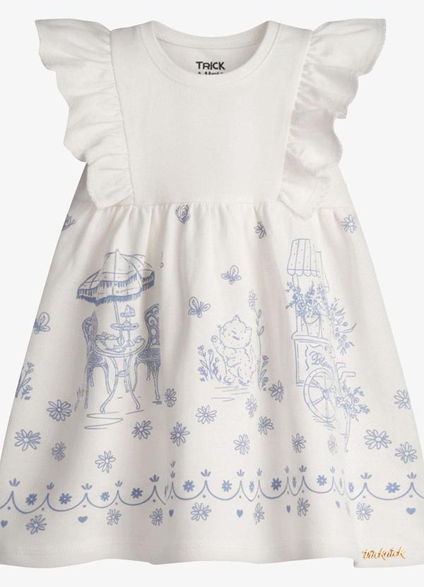 Vestido Infantil Feminino Estampado Bege