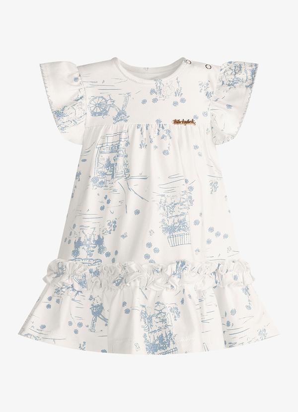 Vestido Infantil Feminino Estampado Bege