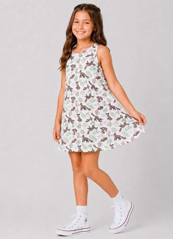 Vestido Infantil Feminino Estampado Branco