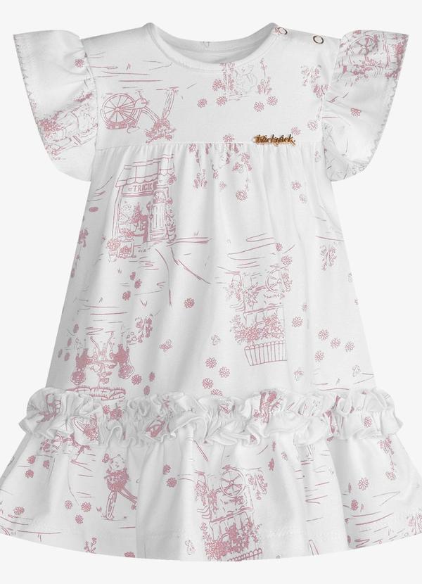 Vestido Infantil Feminino Estampado Branco