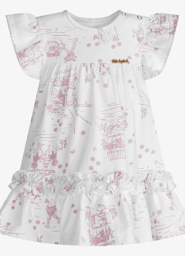Vestido Infantil Feminino Estampado Branco