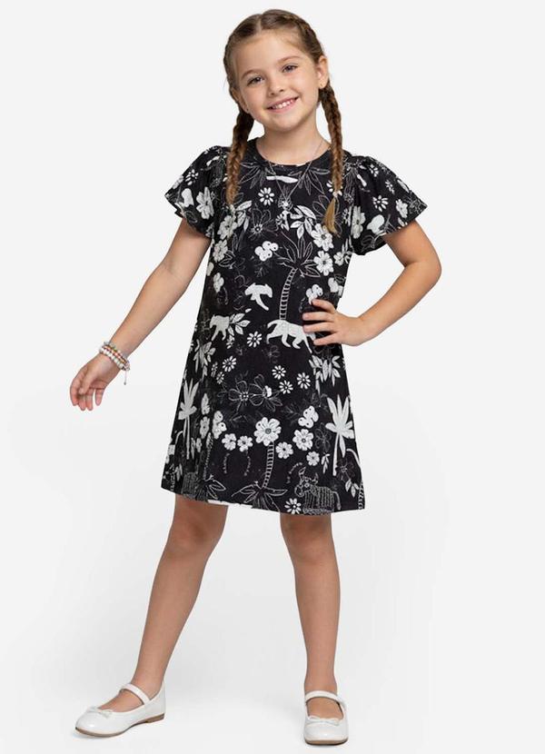 Vista 2 Vestido Infantil Feminino Estampado Preto Select Select