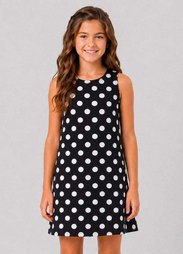 Vestido Infantil Feminino Estampado Preto