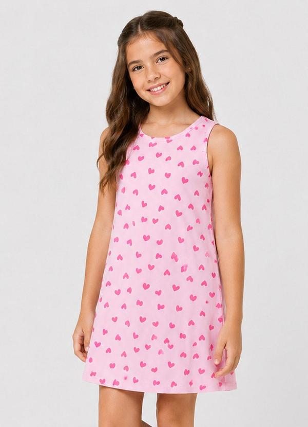 Vestido Infantil Feminino Estampado Rosa