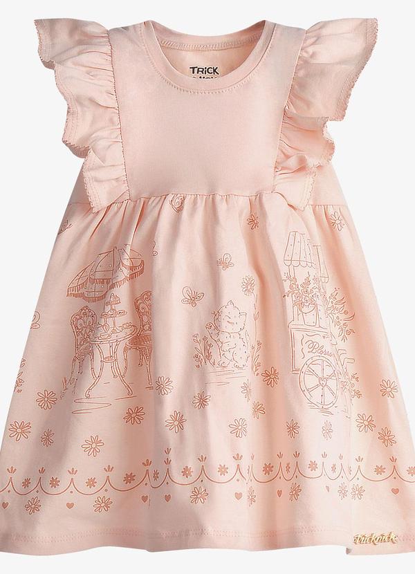 Vestido Infantil Feminino Estampado Rosa