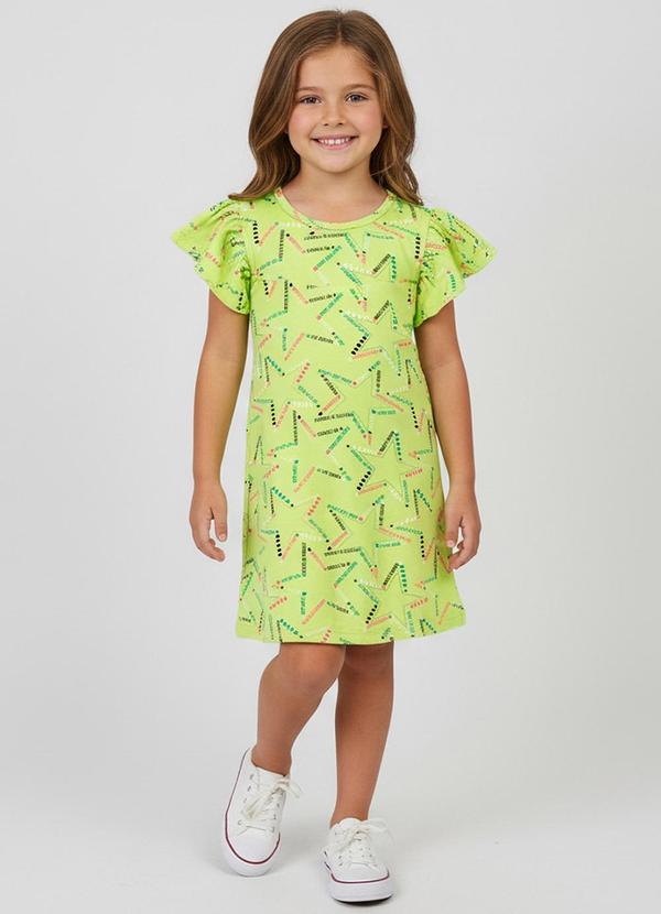 Vista 2 Vestido Infantil Feminino Estampado Verde Select Select