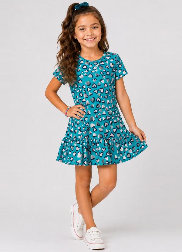 Vestido Infantil Feminino Estampado Verde