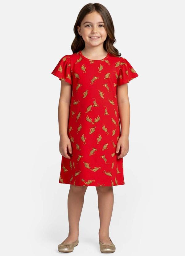 Vista 2 Vestido Infantil Feminino Estampado Vermelho Select Select