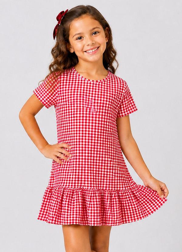Vestido Infantil Feminino Estampado Vermelho