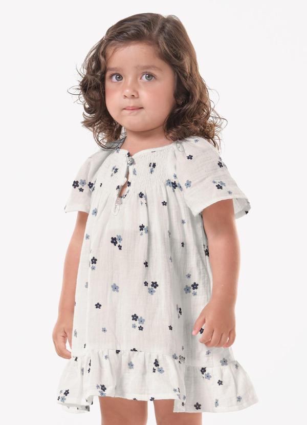 Vestido Infantil Feminino Floral Bege