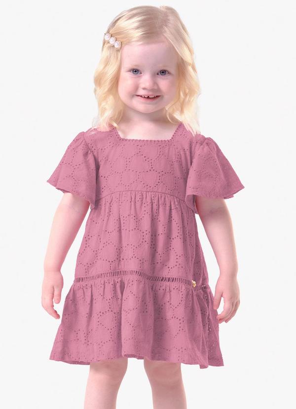 Vestido Infantil Feminino Laise Coração Rosa
