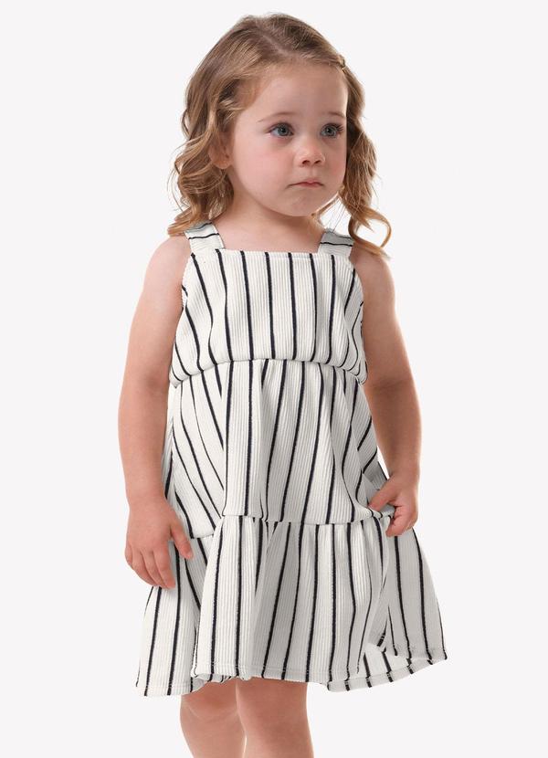 Vestido Infantil Feminino Listrado Bege