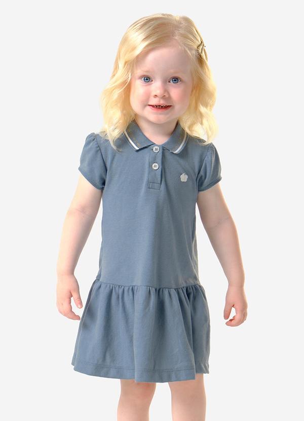 Vestido Infantil Feminino Polo Piquet Azul
