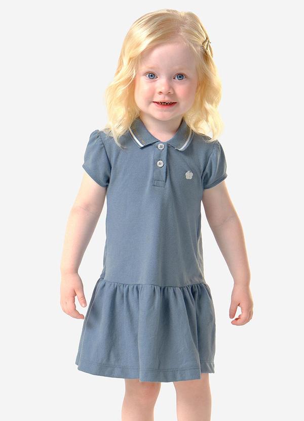 Vestido Infantil Feminino Polo Piquet Azul