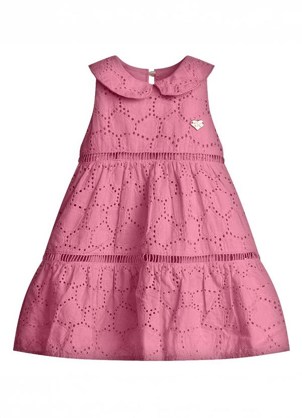 Vestido Infantil Feminino Tecido Laise Rosa