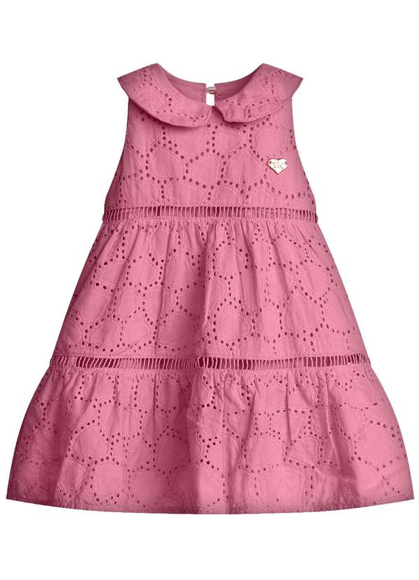 Vestido Infantil Feminino Tecido Laise Rosa