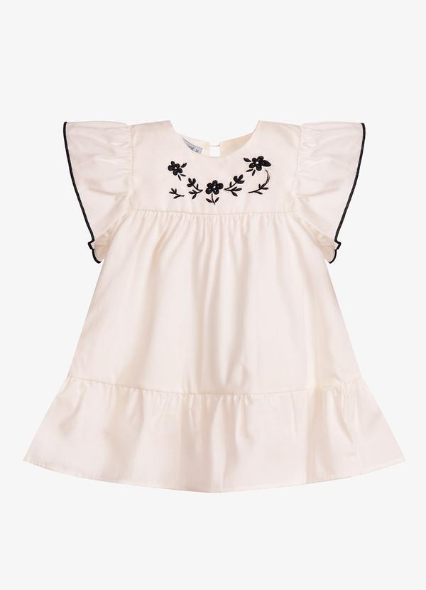 Vestido Infantil Feminino Tricoline Bege