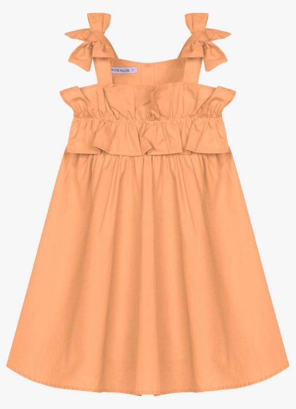 Vestido Infantil Feminino Tricoline Laranja