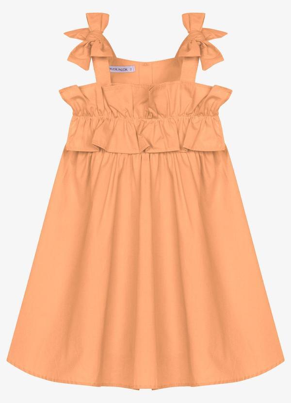 Vestido Infantil Feminino Tricoline Laranja