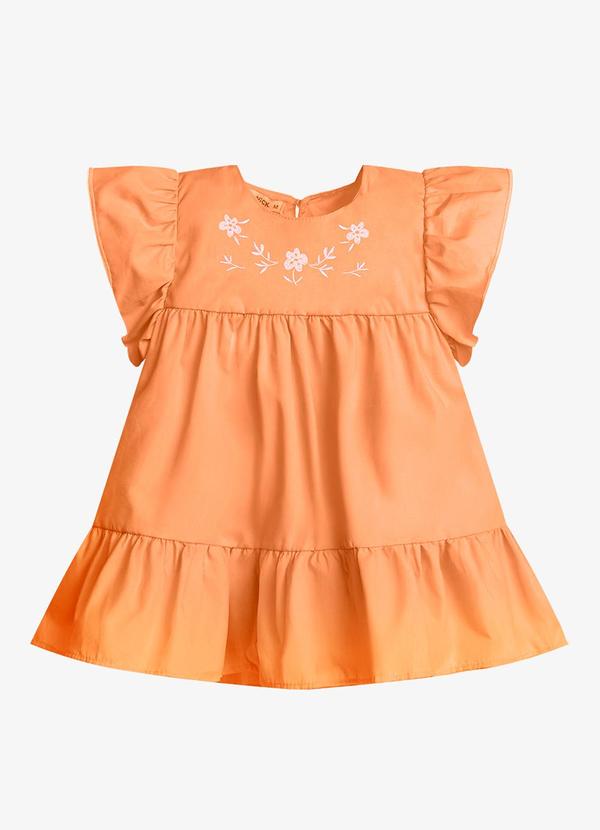 Vestido Infantil Feminino Tricoline Laranja