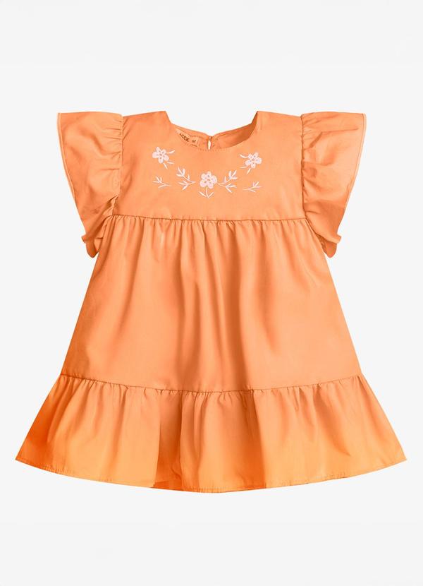 Vestido Infantil Feminino Tricoline Laranja
