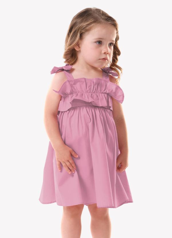 Vestido Infantil Feminino Tricoline Rosa