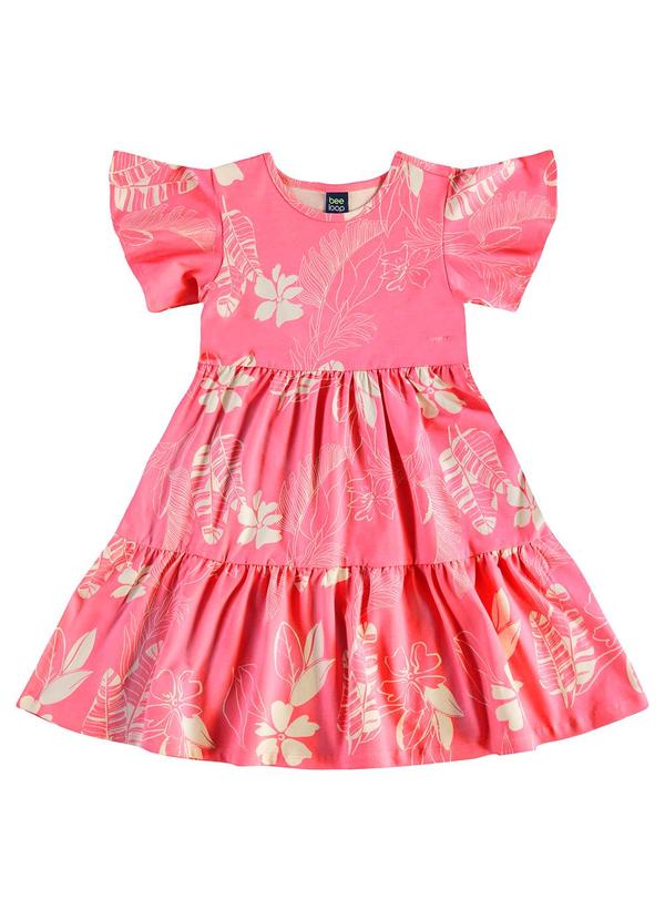 Vestido Infantil Floral em Cotton Rosa