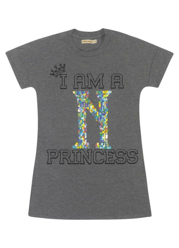 Vestido Infantil I Am a Princess Cinza