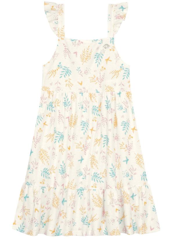 Vestido Infantil Jardim de Borboletas Bege