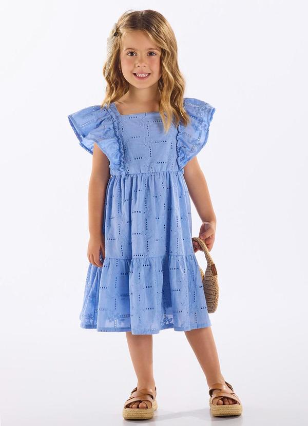 Vestido Infantil Laise com Forro Azul