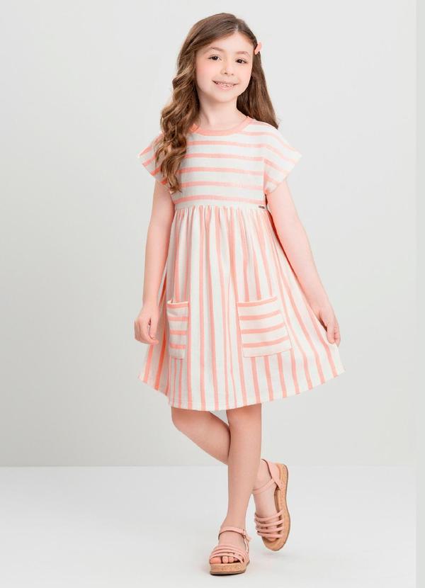 Vestido Infantil Listrado Quimby Rosa