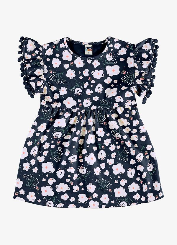 Vestido Infantil Malha Estampado Azul