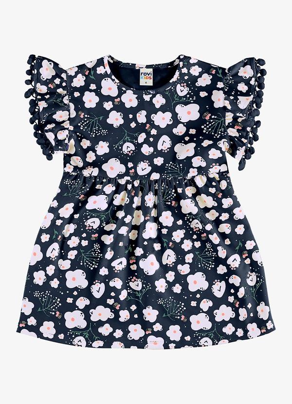 Vestido Infantil Malha Estampado Azul
