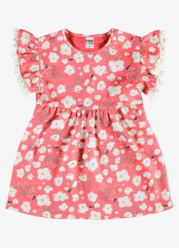 Vestido Infantil Malha Estampado Rosa