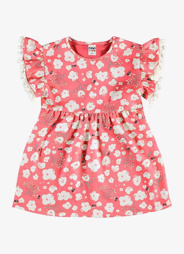 Vestido Infantil Malha Estampado Rosa