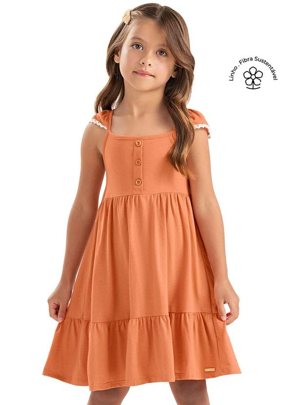 Vista 2 Vestido Infantil Malha Linho Menina Laranja Colorittá Colorittá