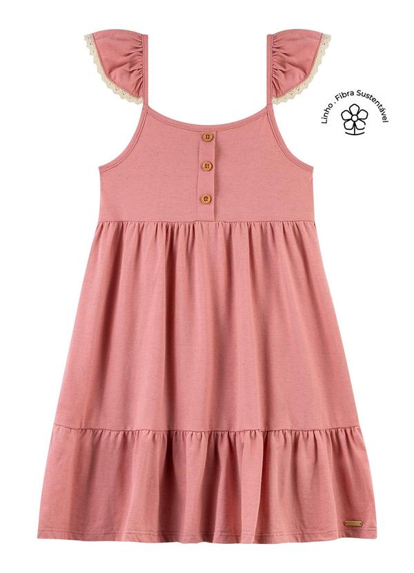Vista 2 Vestido Infantil Malha Linho Menina Rosa Colorittá Colorittá